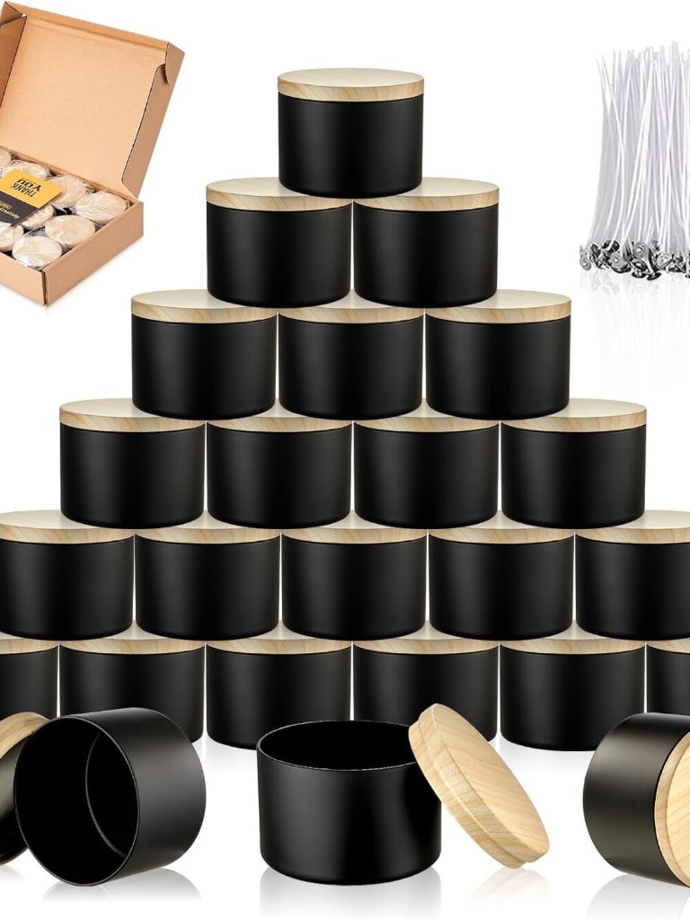 8oz Candle Tins Jars Cans with Lids and Wax Wick for Making Candle